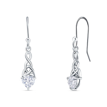 Celtic Trinity Heart Earrings Cubic Zirconia 925 Sterling Silver Wholesale